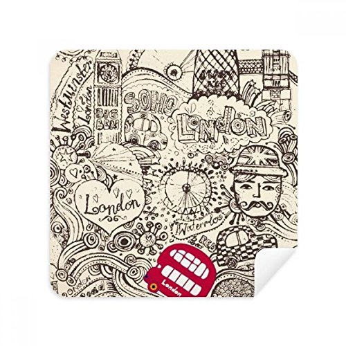 Chiffon de nettoyage lunettes bus britannique et Big Ben en microfibre suédée - 2 pièces