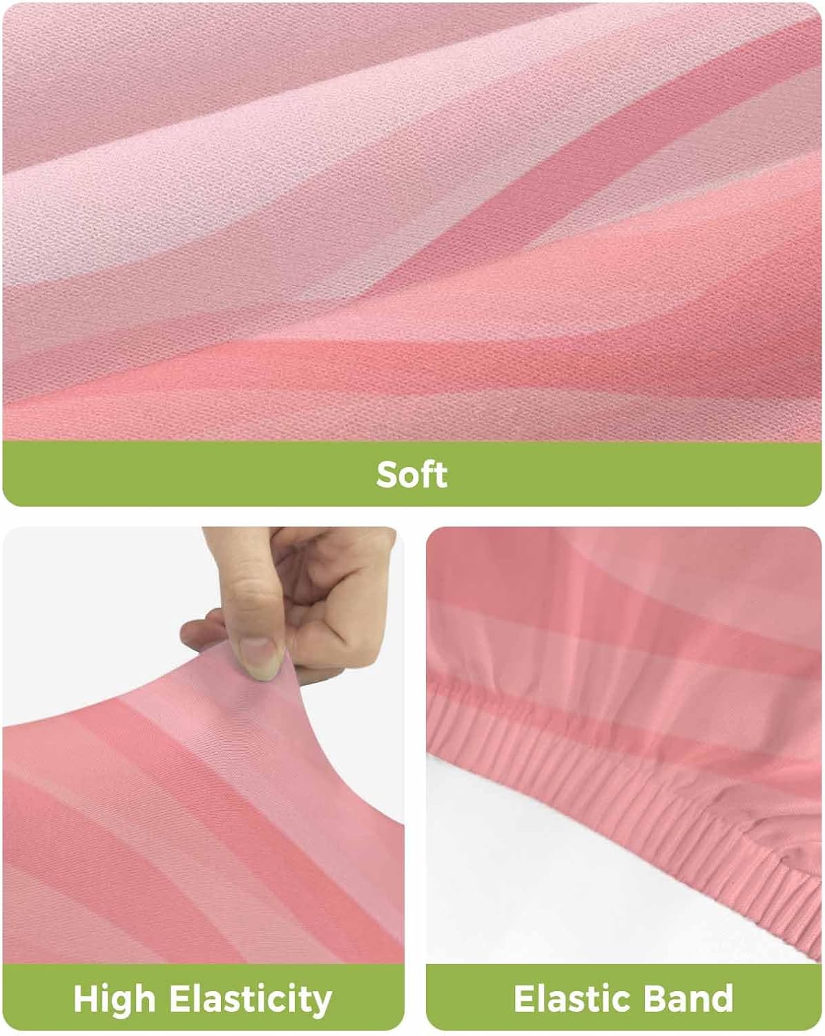 Bar Chair Stool Covers Set of 6, Pink Ombre Water Ripple Stretch Washable Removable Bar High Chair Cover, Farmhouse Stripes Elastic Bar Chair Protector for Kitchen/Restaurant
