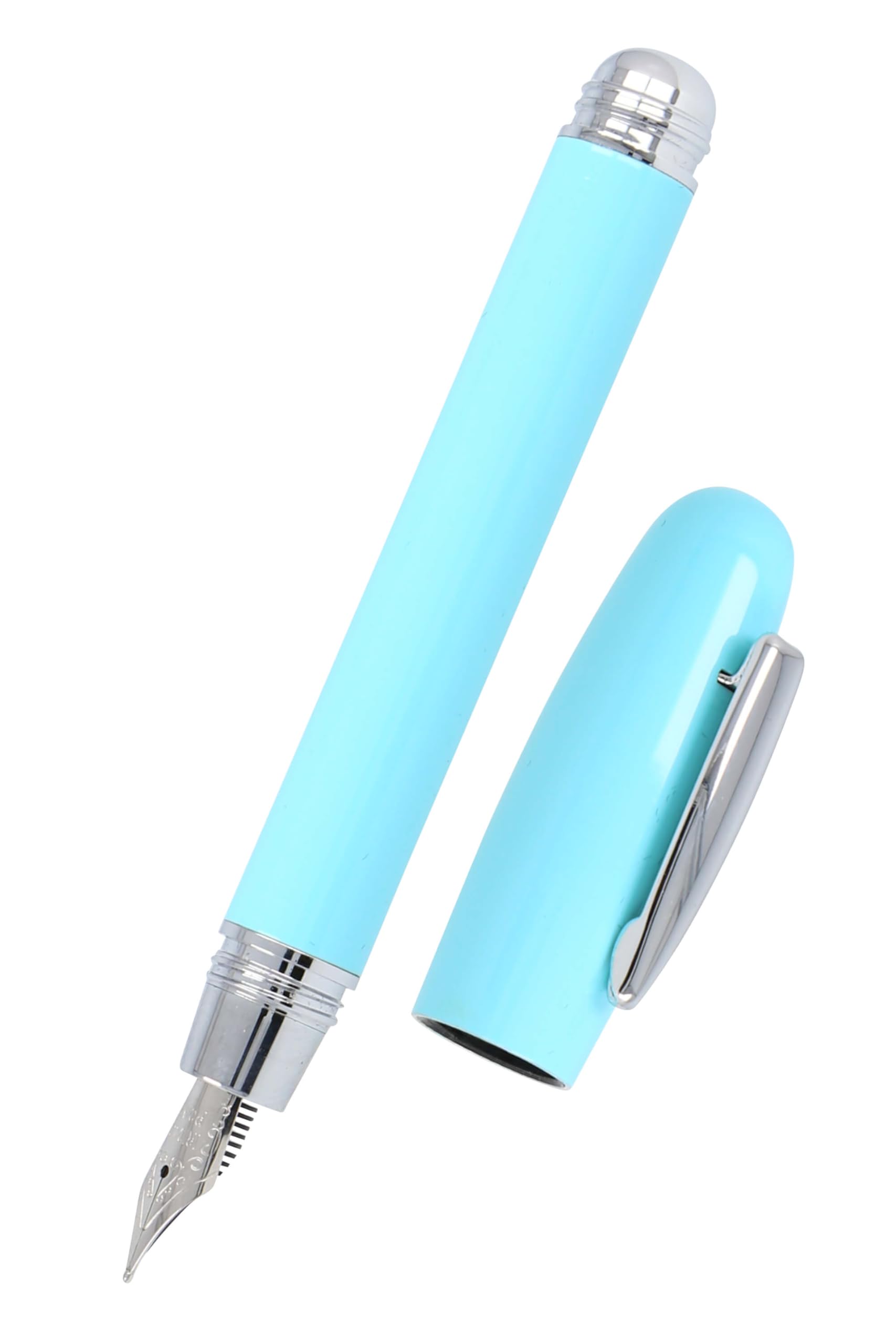 Online Highway Blue I Fountain Pen in Pastel Grey with Iridium Nib M I For Standard Ink Cartridges I Ergonomic Fountain Pen for Children and Adults