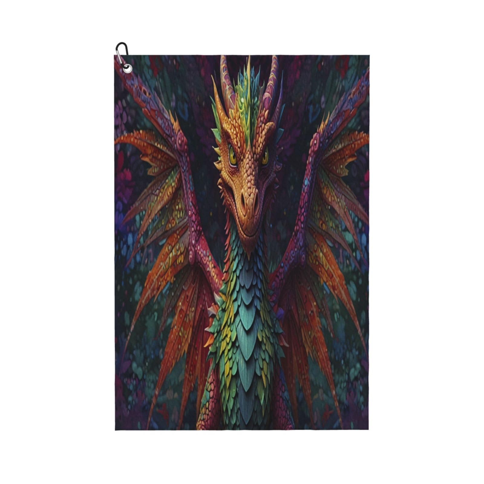 AOOEDM Whimsical Dragon Color Cool Print Golf Towel with Carabiner Clip Absorbent Microfiber Golf Towel for Cleaning Golf Ball Club Putter Iron for Golf Bag Trolly Belt Loop 16" X 24"