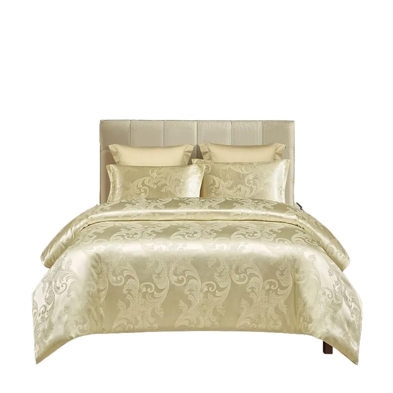 Sateen Jacquard Bedding Set All Season Hotel Style Duvet Cover Elegant Bed Linen Palace Inspired Home Decor(Beige,3PC 228X228CM)