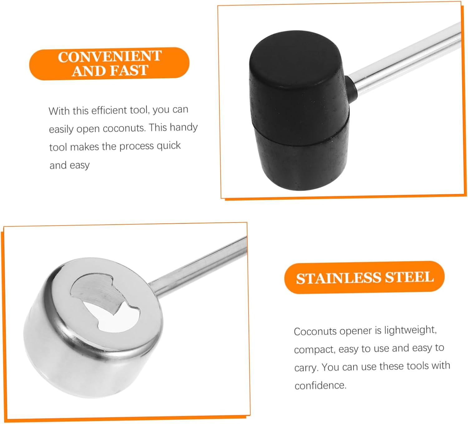 Generic Coconuts Opening Tool Portable and Easy to Use Set of 3 Made of Sturdy Material