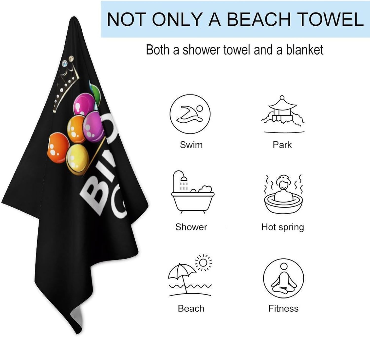 Queen for Bingo Oversized Beach Towel Soft Absorbent Pool Bath Swim Towels for Adults Travel Vacation Gifts 130x80cm