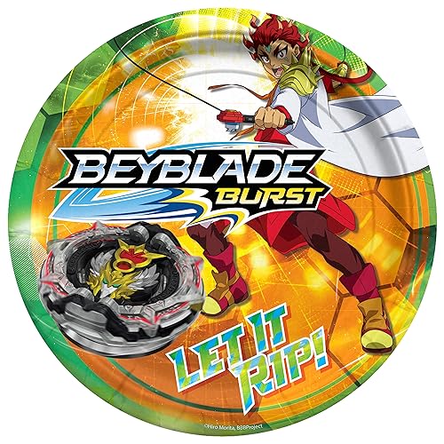 Treasures Gifted Officially Licensed BEYBLADE BURST Party Supplies - 7in Dessert BEYBLADE Plates 24ct - BEYBLADE Birthday Party Supplies - BEYBLADE Party Supplies - BEYBLADE Party Plates