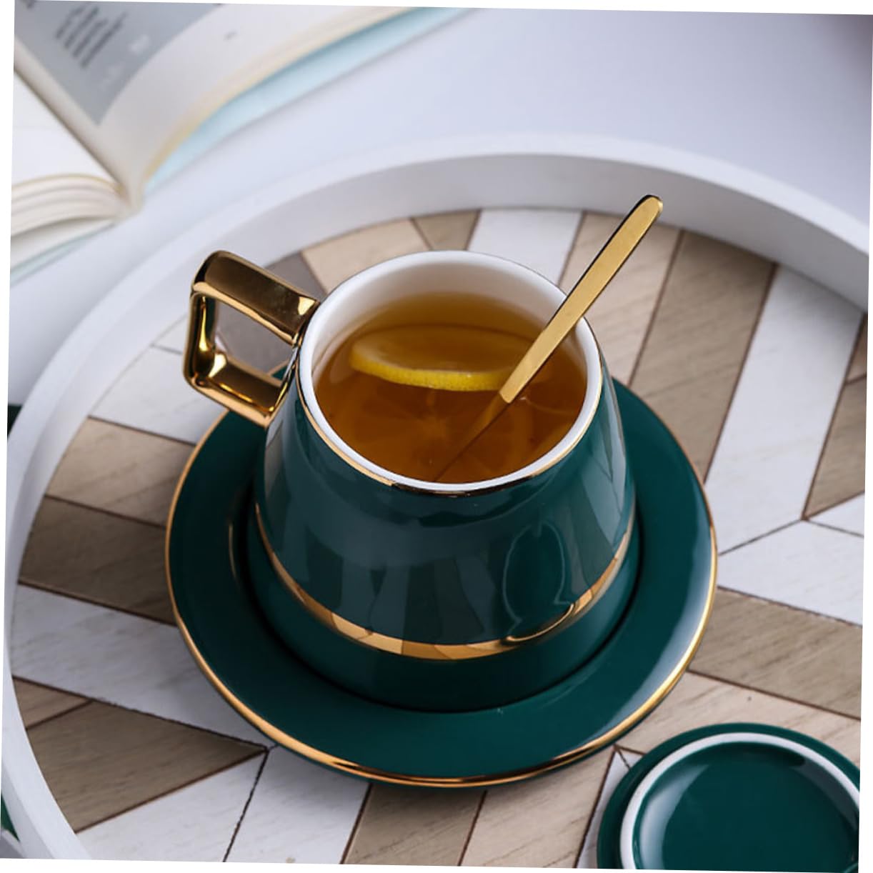 MAGICLULU Kaffeetassen Stil mit Satz Keramik Europäischen Untertasse im Zarter Keramikbecher aus Vielseitiger Kaffeebecher für Zuhause und Büro