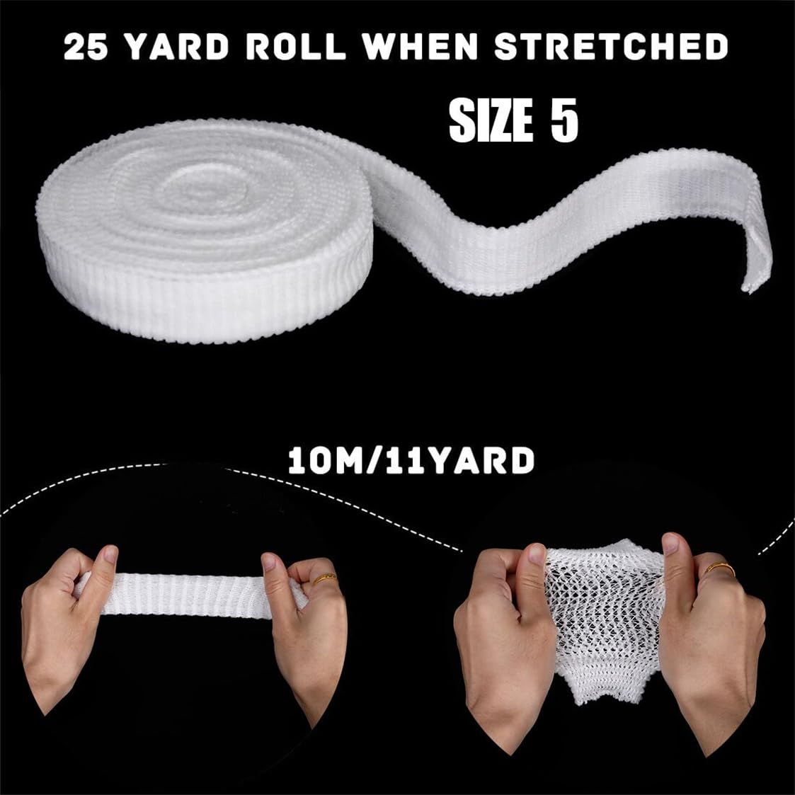 Elastic Stretch Net for Wound Care Size 5 Tubular Bandage Elbow Dressing Retainer Without Use Tape (1.5 in × 11 yd Unstretched) - 3