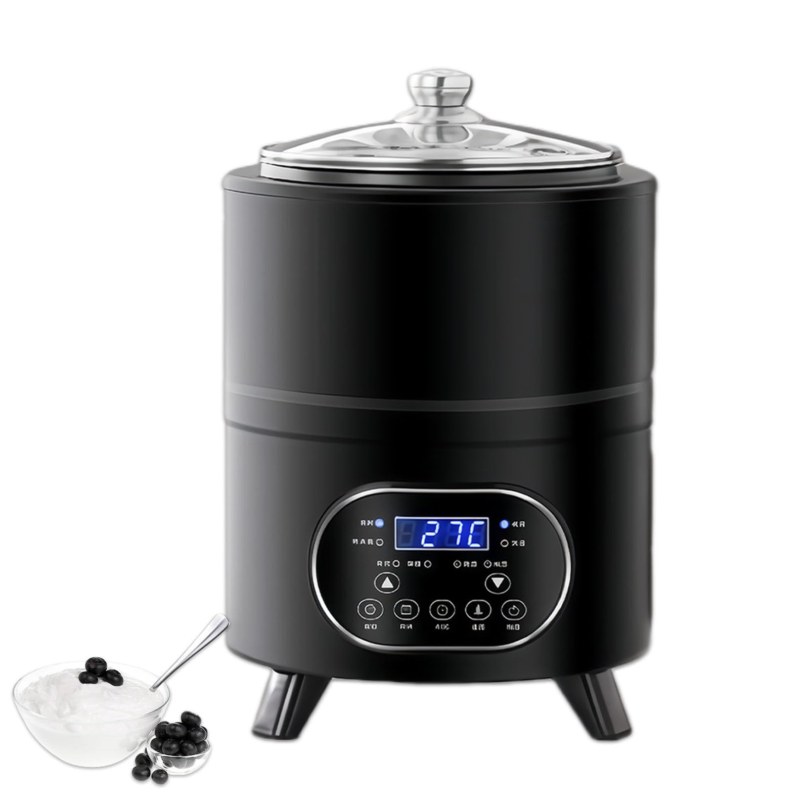 XNXYSMKJ Yogurt Maker,Stainless Steel Automatic Fermentation Machine W/Temperature Settings for Homemade Yogurt,Sourdough,for Longevity (Black 8L)