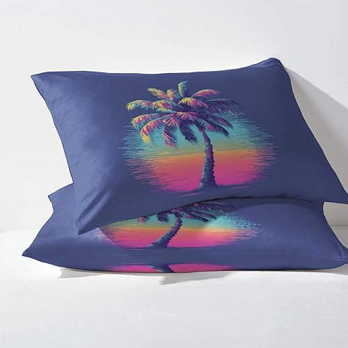Miniatura 3 de Sábanas de palmera tamaño King dividido para cama ajustable, sábanas de plantas tropicales, sábanas estampadas y juego de 5 piezas  microfibra suave
