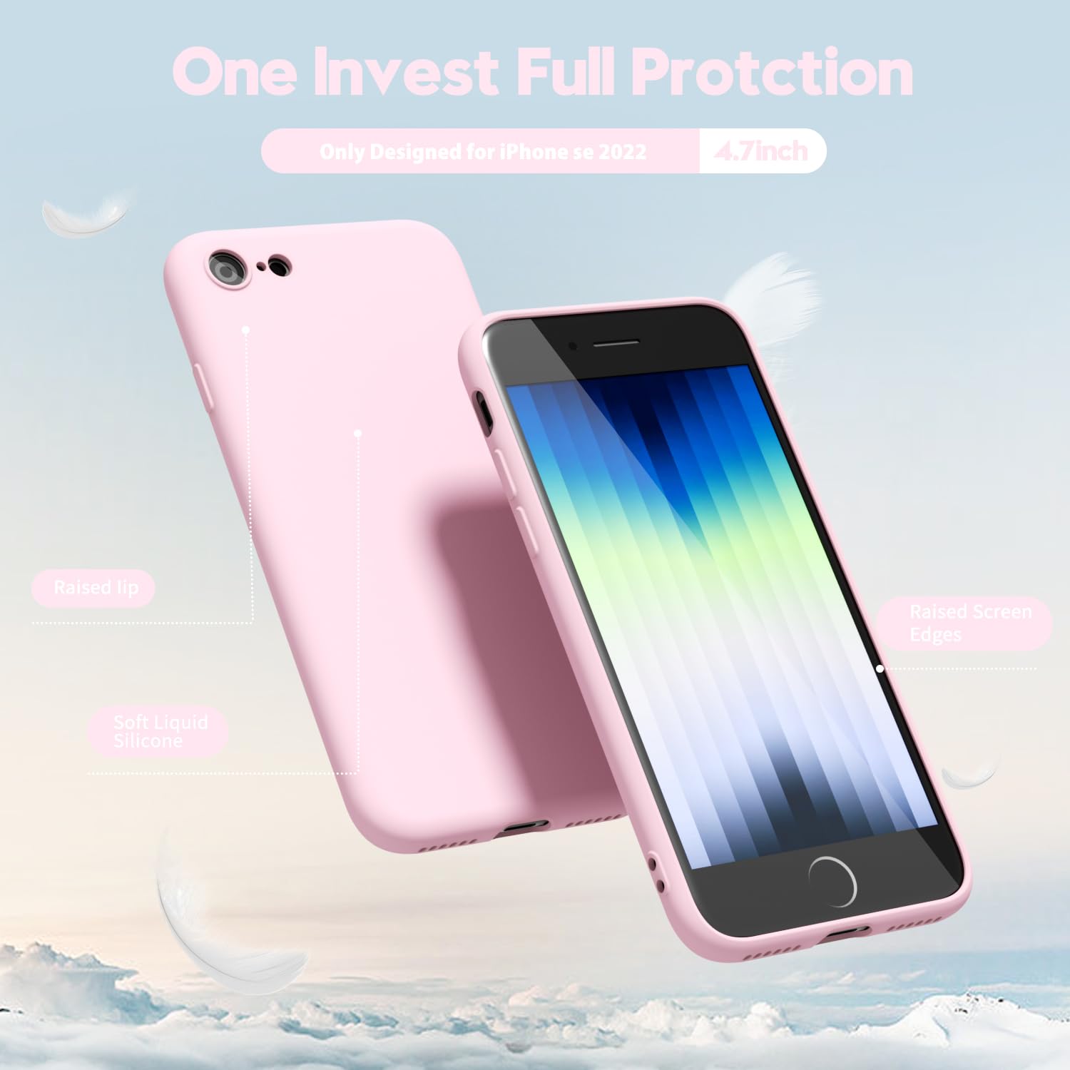 oakxco for iPhone 16 Pro Max Case Liquid Silicone, Soft Rubber Gel Elegant Aesthetic Basic Simple Cover, Cute Thin Slim TPU Matte Solid Color Plain Smooth Case for Women Girl, Light Pink — view 848