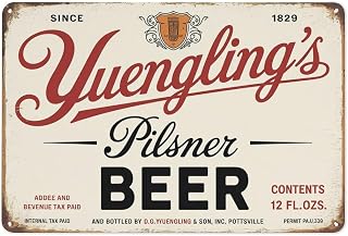 Yuengling's Beer tin sign Vintage Pilsner Beer metal sign print Suitable for room bathroom cave bar cafe garage garden and outdoor decoration 8 x12 inch