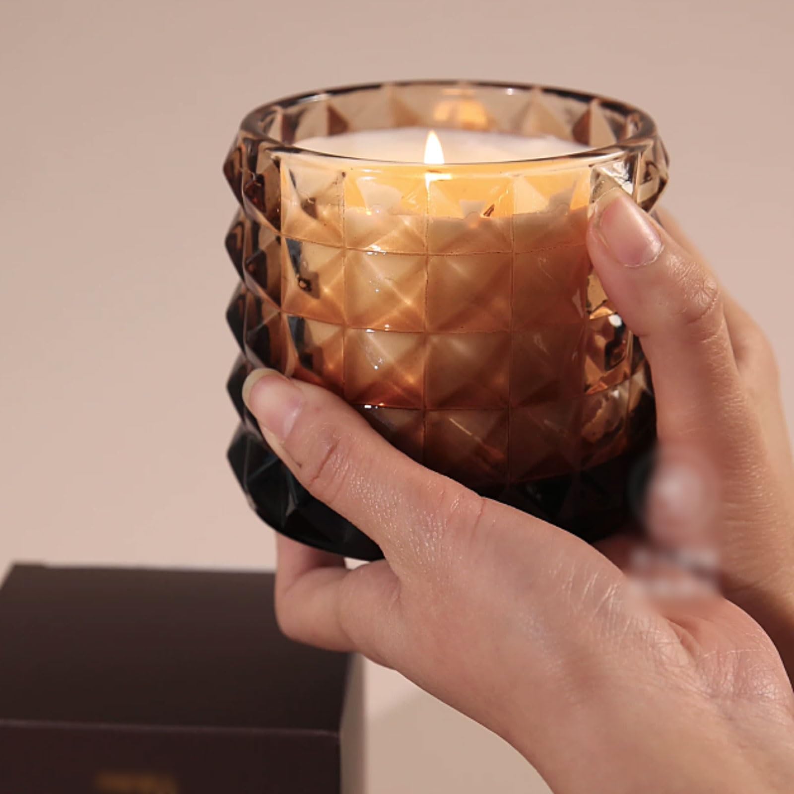 Velas de vidrio hechas con cera de soja y aceites esenciales, vela perfumada reutilizable de larga duración for dormitorio y oficina