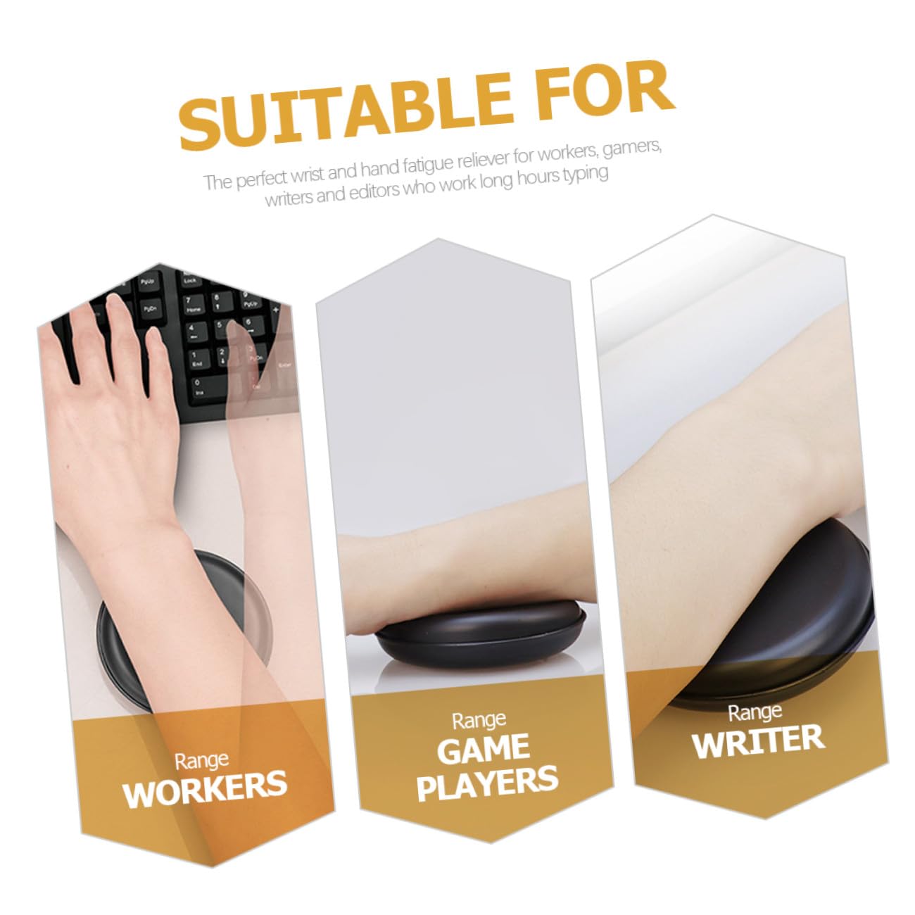 Healeved Poggiapolsi per Alleviare L'affaticamento del Polso per Tastiera in Pu Nero Design Leggero Supporto Ergonomico Rotondo per Ufficio e Computer