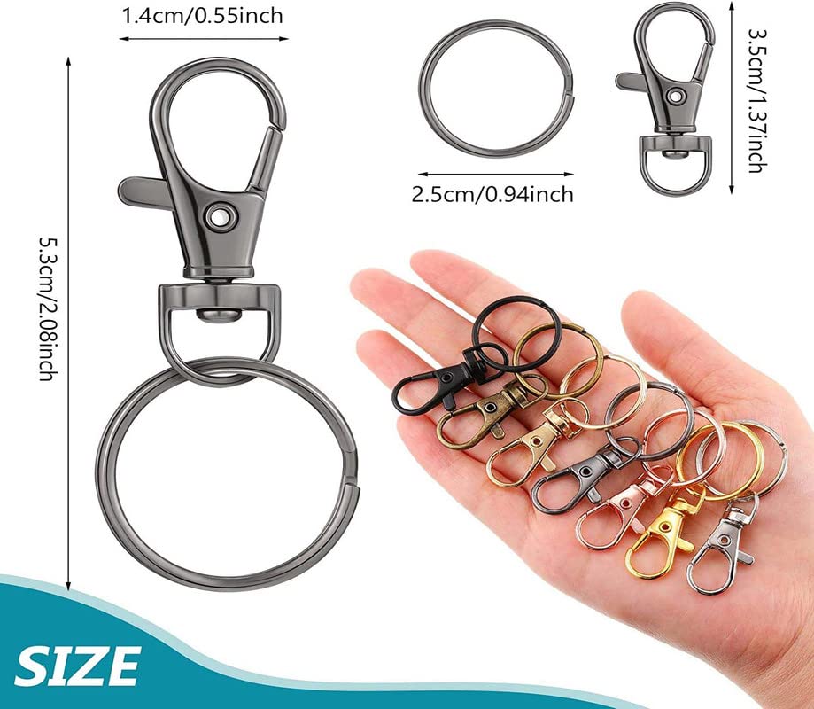 Image of DIY Crafts 1x, Golden, Curved Lobster Clasps Metal Swivel Lanyard Snap Hook with Key Rings, TV Remote Key Chain, Manual Art Keychain (Only Lobst (1x, Golden)