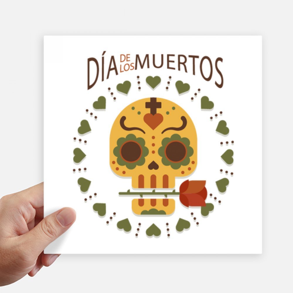 Sticker crâne rose mexicain déco murale moto et valise - Grand format carré 20cm