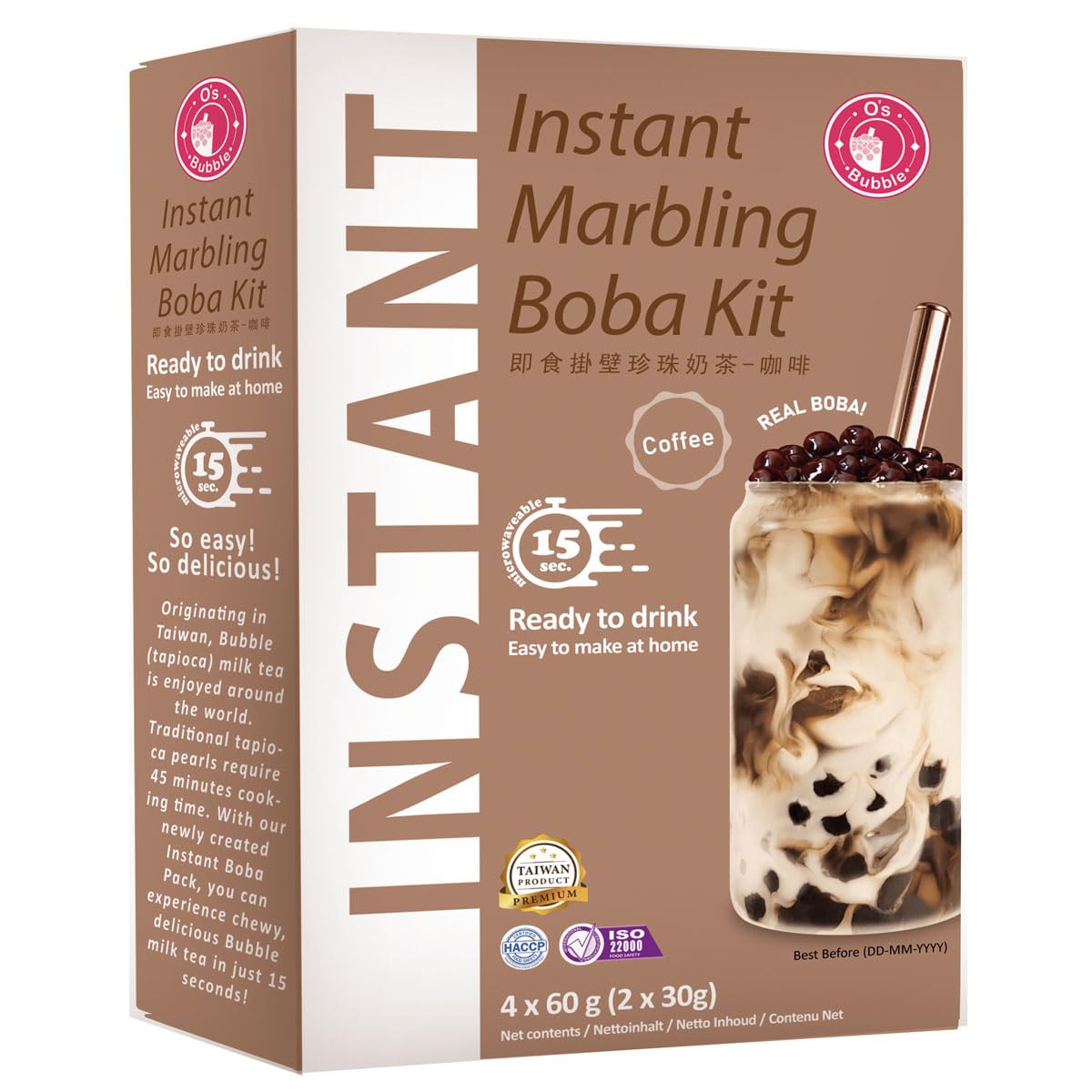 INSTANT MARBLING BOBA KIT COFFEE 4X60GR O'SBUBBLE