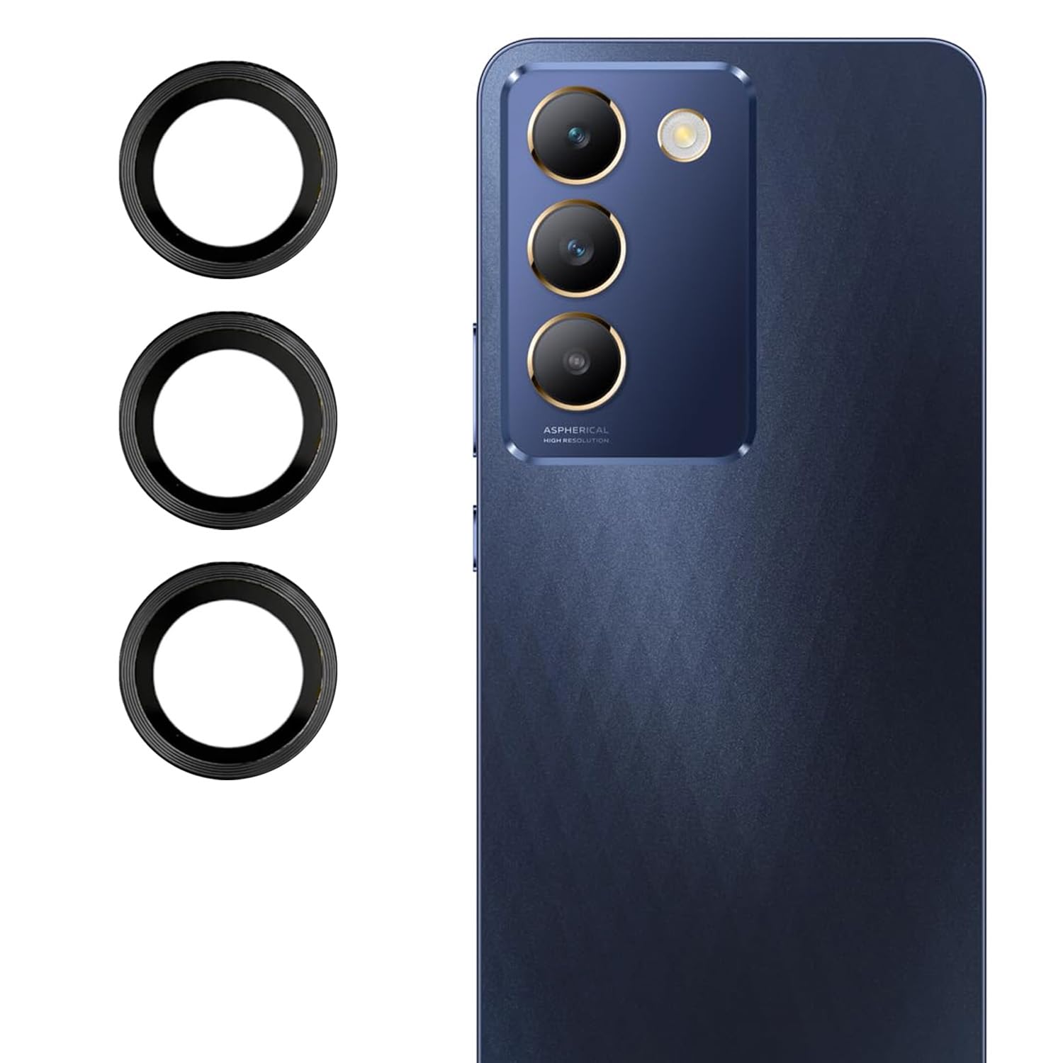 Oncraves Camera Ring Lens Protector for vivo Y200e 5G | 9H Hardness, Full Coverage Camera Metal Ring Ultra-Thin/Clear - Black