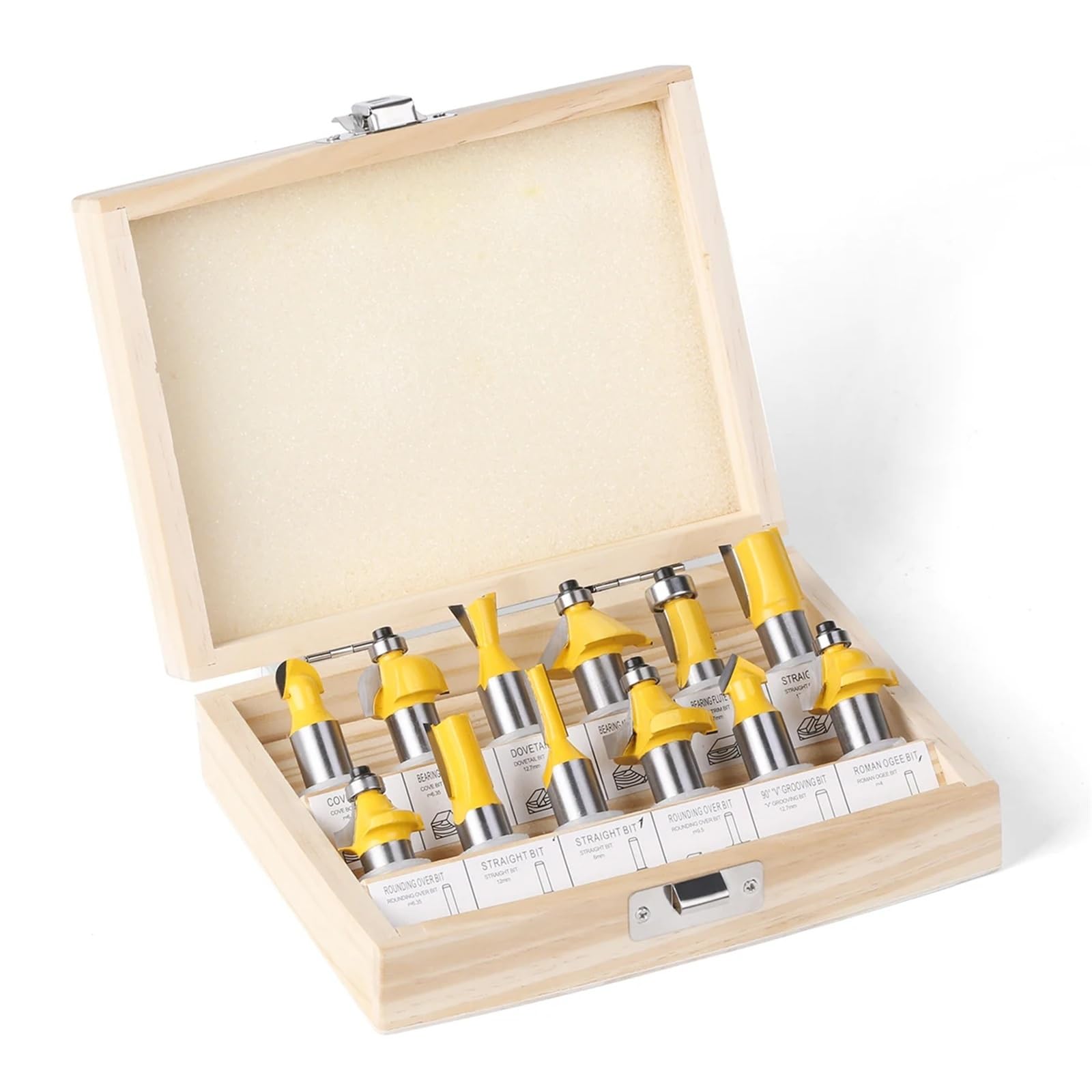Fresa per incastri maschio-femmina, Set di punte for fresa da 12 pezzi con gambo 1/4 pollici 1/2 6 mm 8, lega cobalto tungsteno(12pcs 6mm No Box)