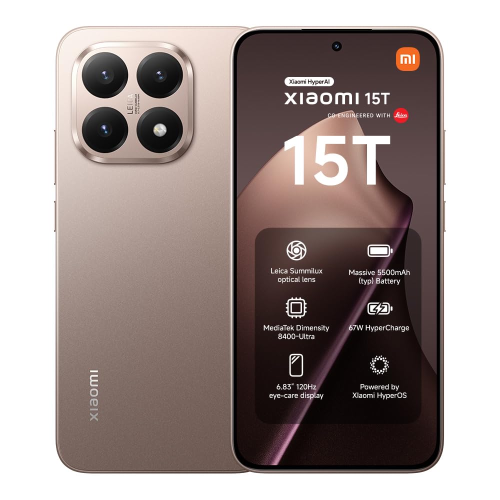 XIAOMI 15T, Smartphone 12+256GB, 6,83" 120Hz augenschonendes Display, MediaTek Dimensity 8400-Ultra, 50MP Leica Summilux Objektiv, 5500mAh, Rose Gold, 2 Jahre Garantie