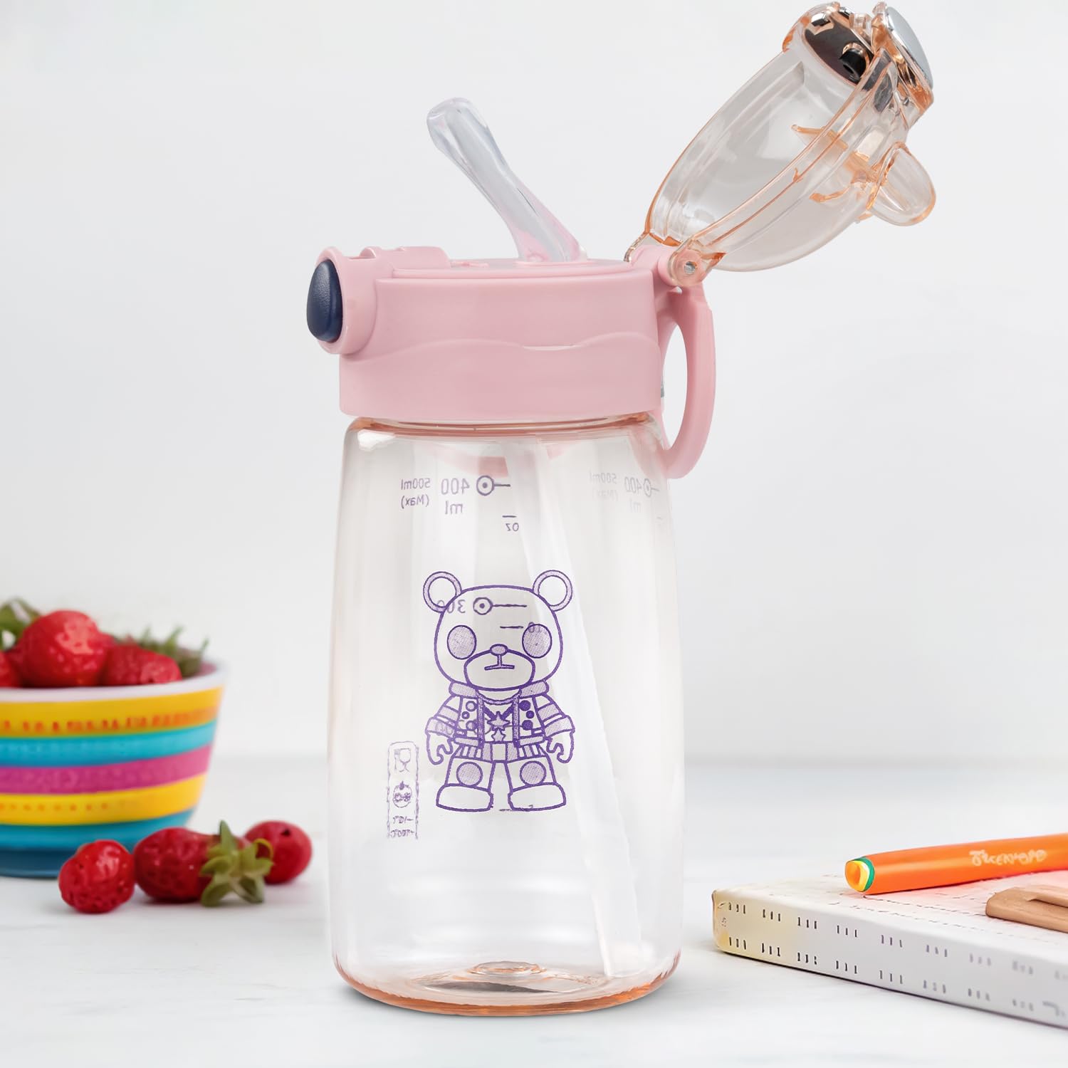 BAYBEE AquaTots Baby Sipper Bottle with Straw for Kids | Leak Proof Sipper Water Bottle | BPA Free & Non-Toxic with 500ml Capacity | Drinking Sippy Water Bottle for School Kids, Babys, Boys Girls-image-10