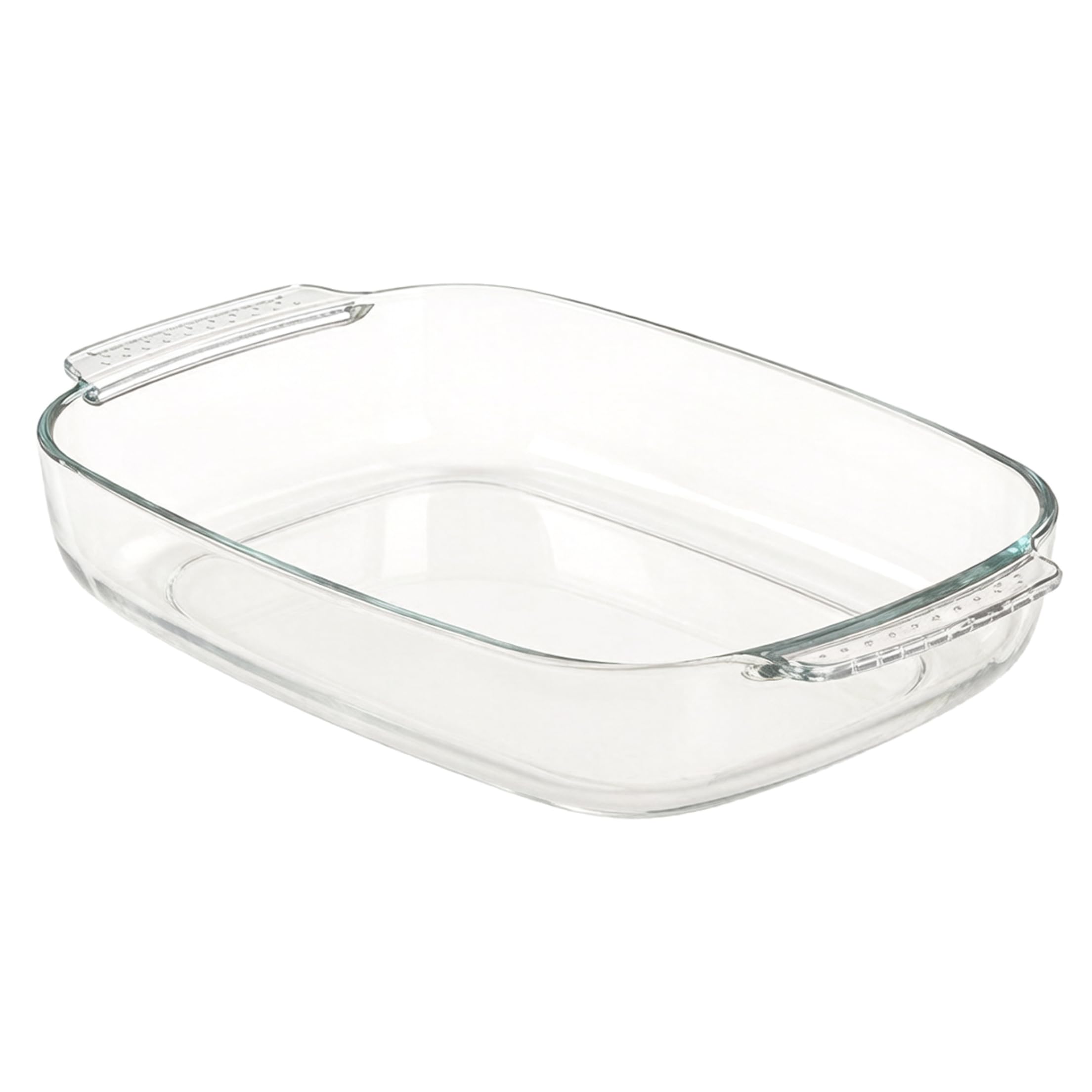 Fuente para hornear de vidrio, bandeja para hornear de vidrio transparente con alto contenido de borosilicato de 3, 8 l - Utensilios para rectangulares con asa
