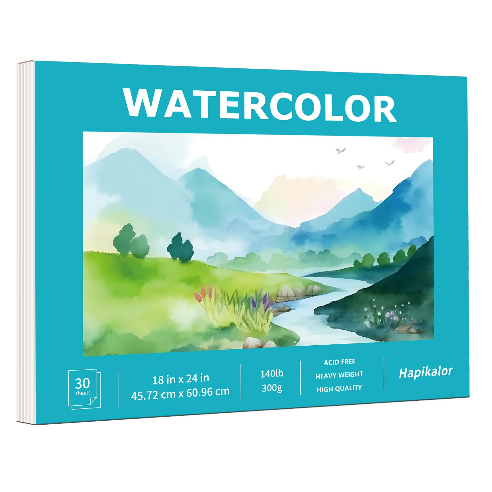 Hapikalor 18"x24" Large Watercolor Paper Pad, 1-Pack 30 Sheets 140lb/300gsm
