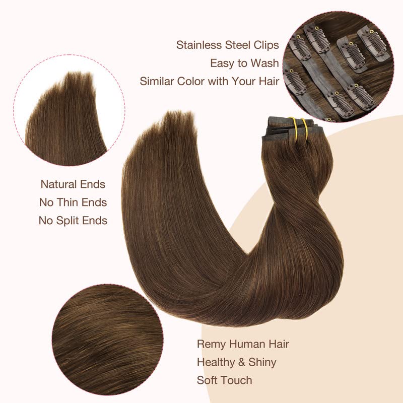 Image of GOO GOO Seamless Clip in Hair Extensions Real Human Hair Remy Extensions