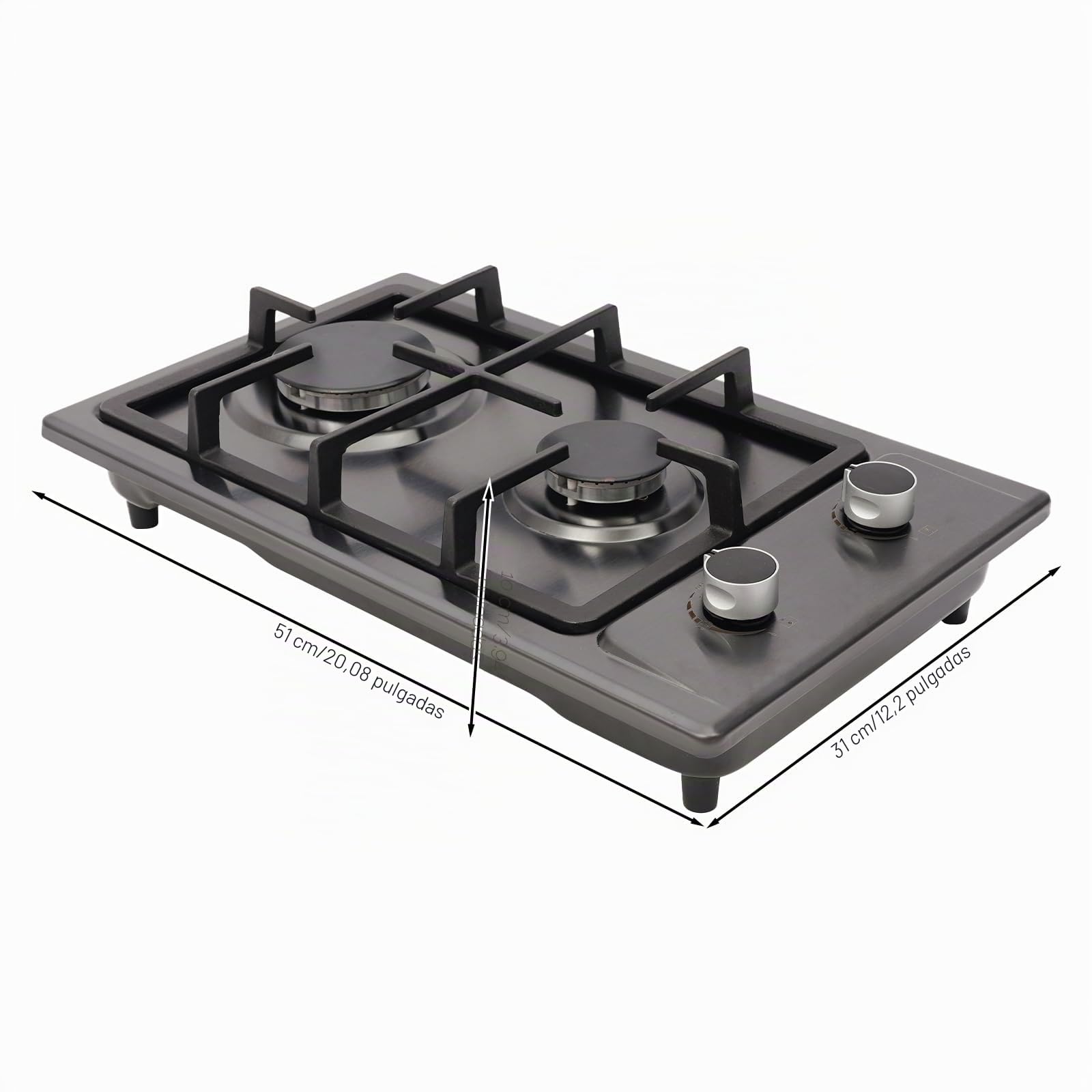 Hornillo de gas para camping, estufa de gas, 2 fuegos, 3 KW + 1,75 kW, doble quemador, compatible con LPG NG, mesa de acero inoxidable, encendido por pulsos, RV, camping, barbacoa, cocina al aire