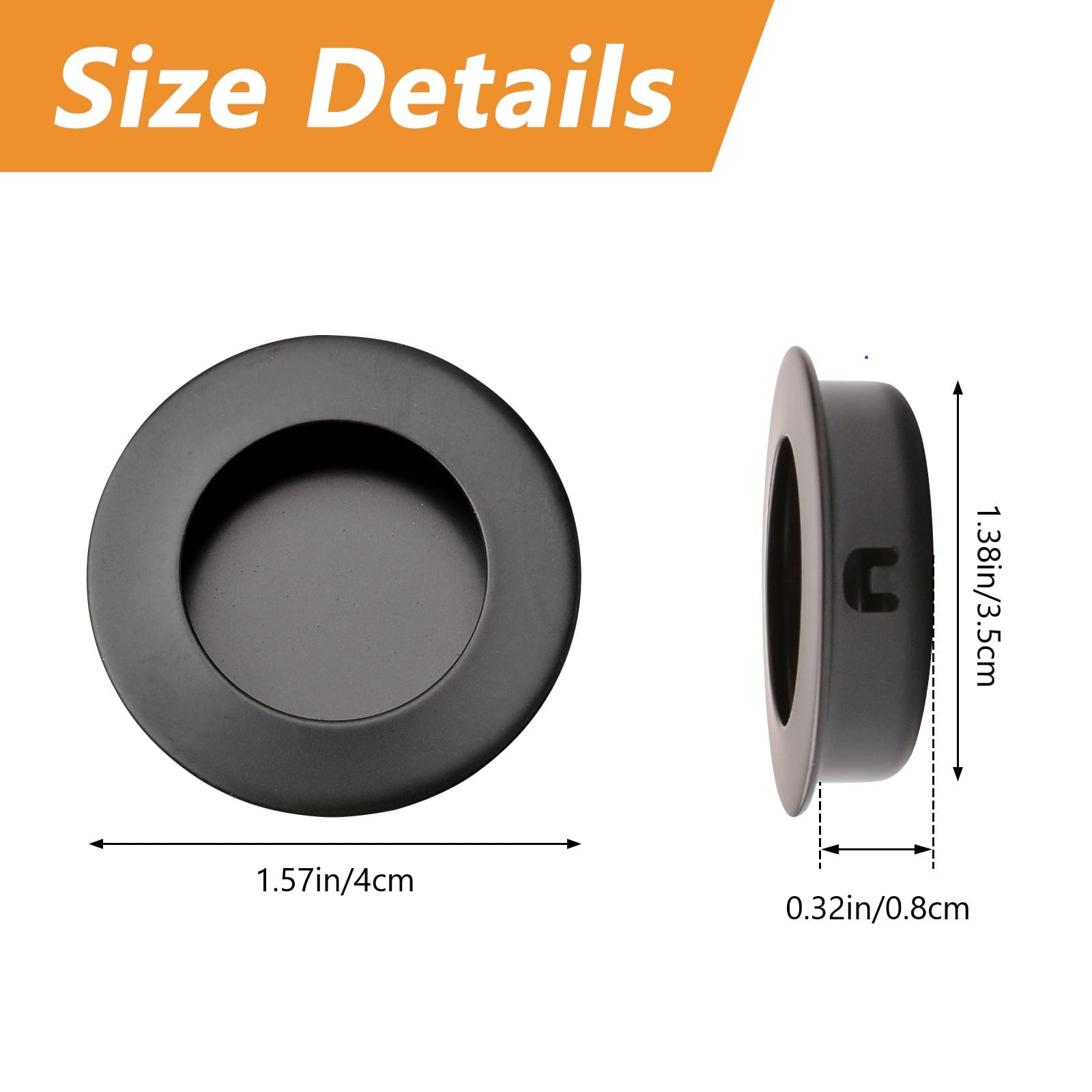 MOROBOR Round Finger Pull, 8 Pcs Flush Pulls Recessed Handles Stainless Steel Invisible Door - View #5