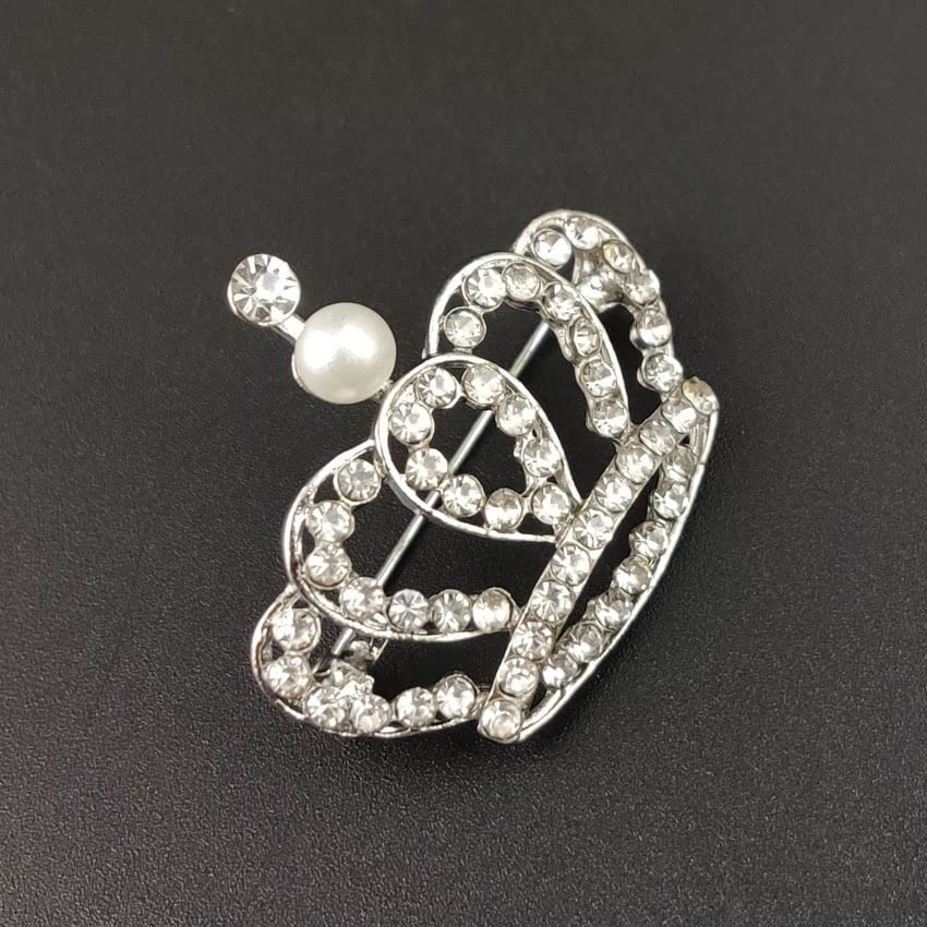 Image of Crystal Rhinestone Princess Queen Brooch Pin Tiara Crown Brooches for Women Tiara for Wedding Party /Banquet /Birthday