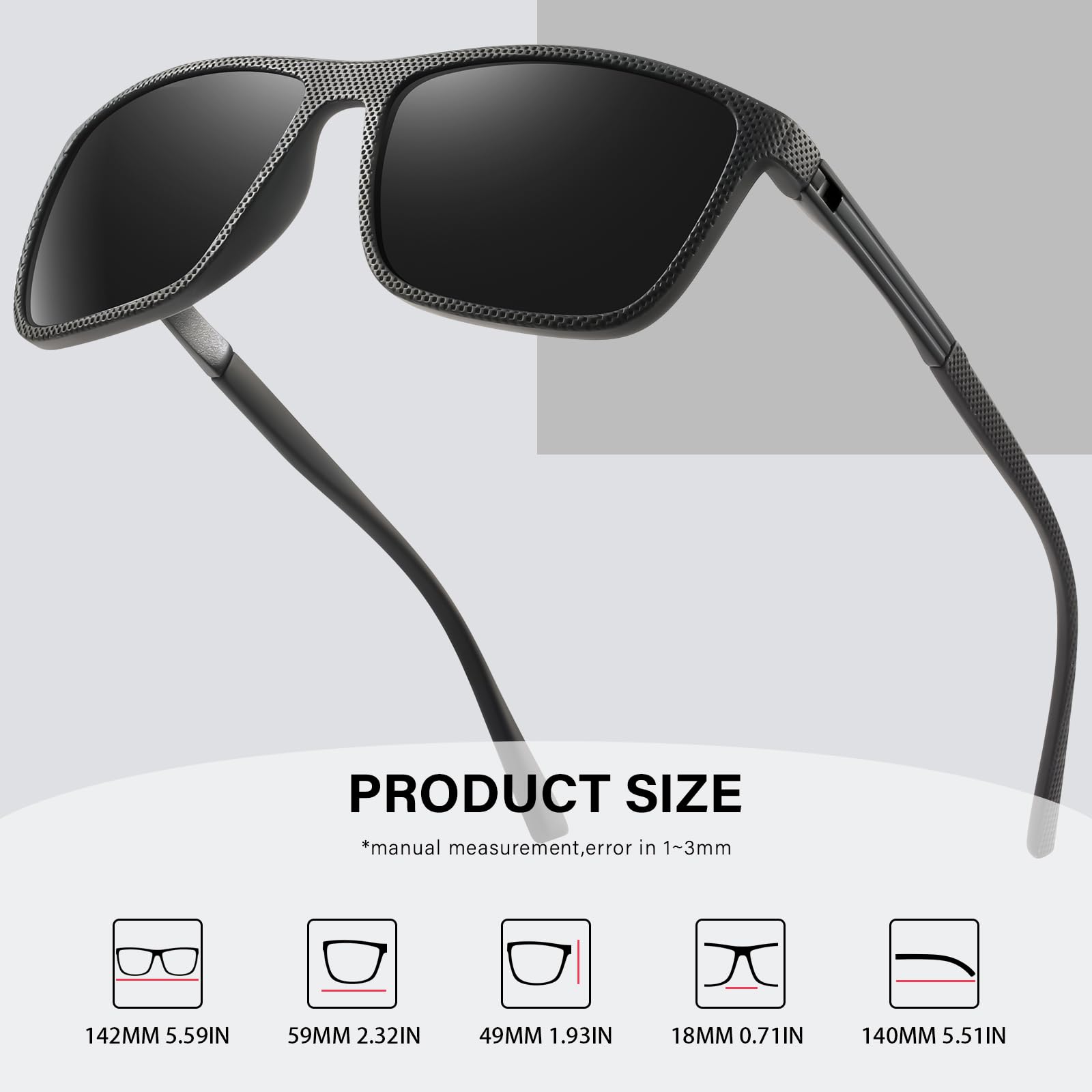 Gafas de sol polarizadas para hombre, clásicas, ligeras, para conducir, pescar, golf, protección UV