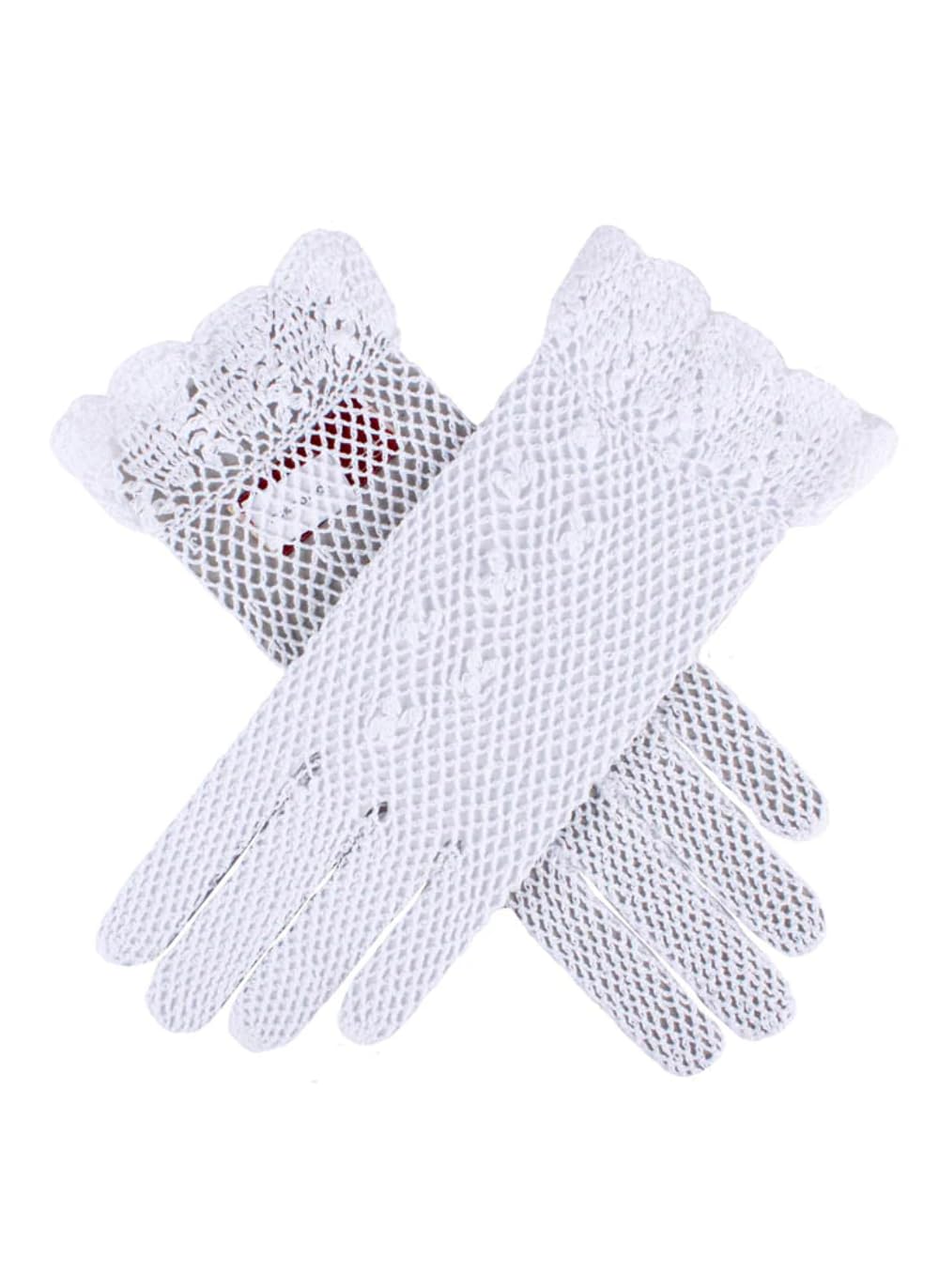 Dents Women's White Cotton Crochet Gloves One