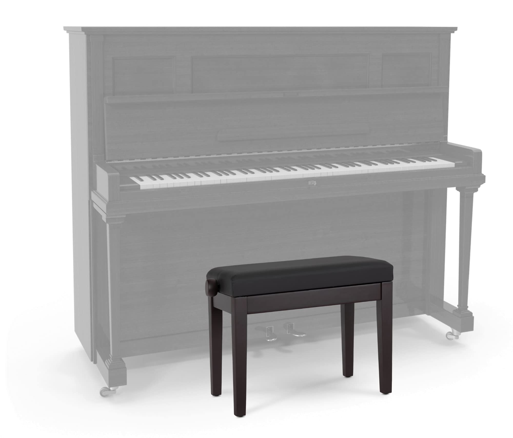 Classic Cantabile Pianobank Modell P - Schwarzes Polster aus Kunstleder - Höhenverstellbar von 48 bis 58 cm - 2-fache Kreuz-Mechanik - Massive Holzkonstruktion - Rosenholz Matt