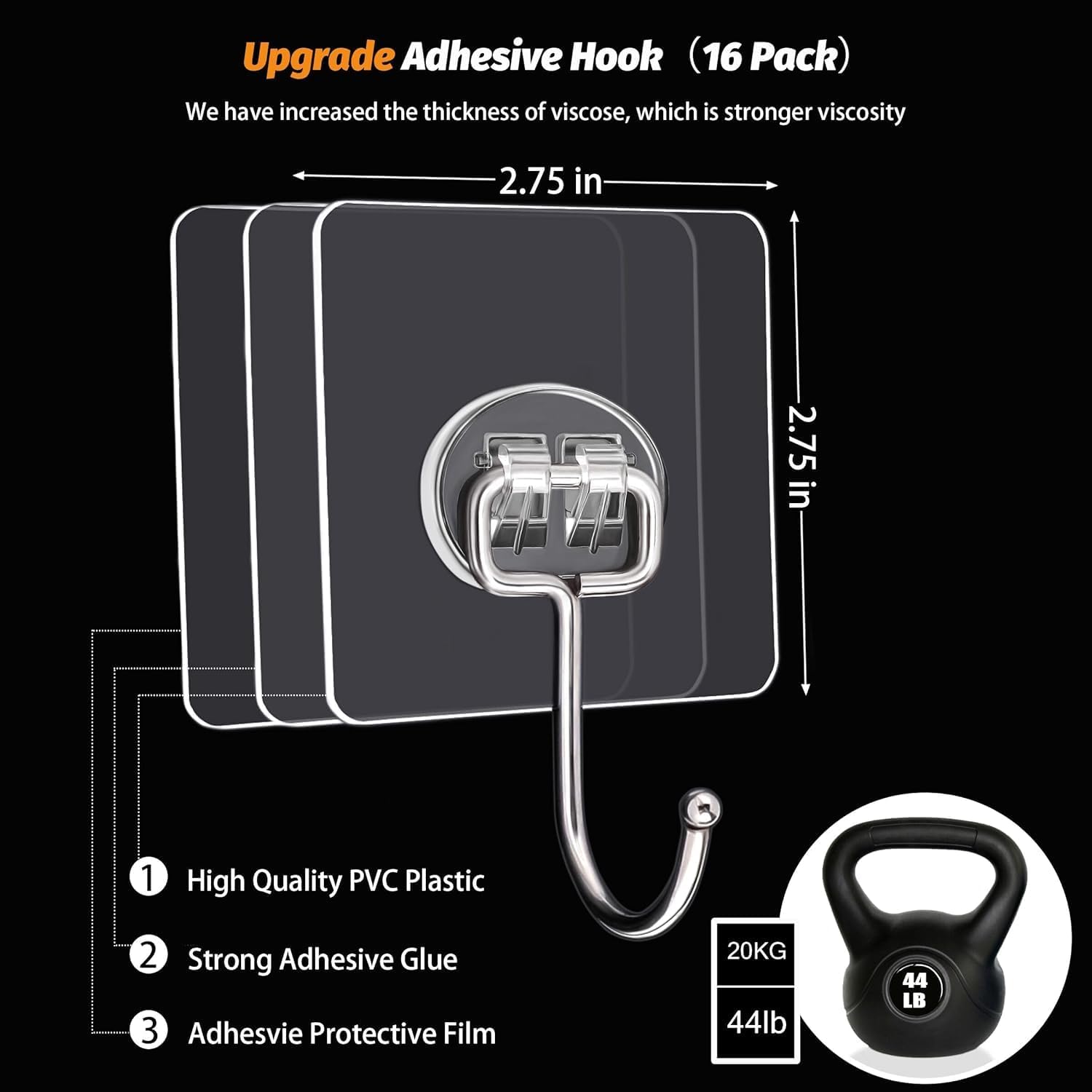 Boniry 10 Pcs Heavy Duty Adhesive Big Hooks Set - Hooks for wall Heavy Items for Bathroom, Kitchen, Home & Office | Sticky for wall Hook — Amazon image 2