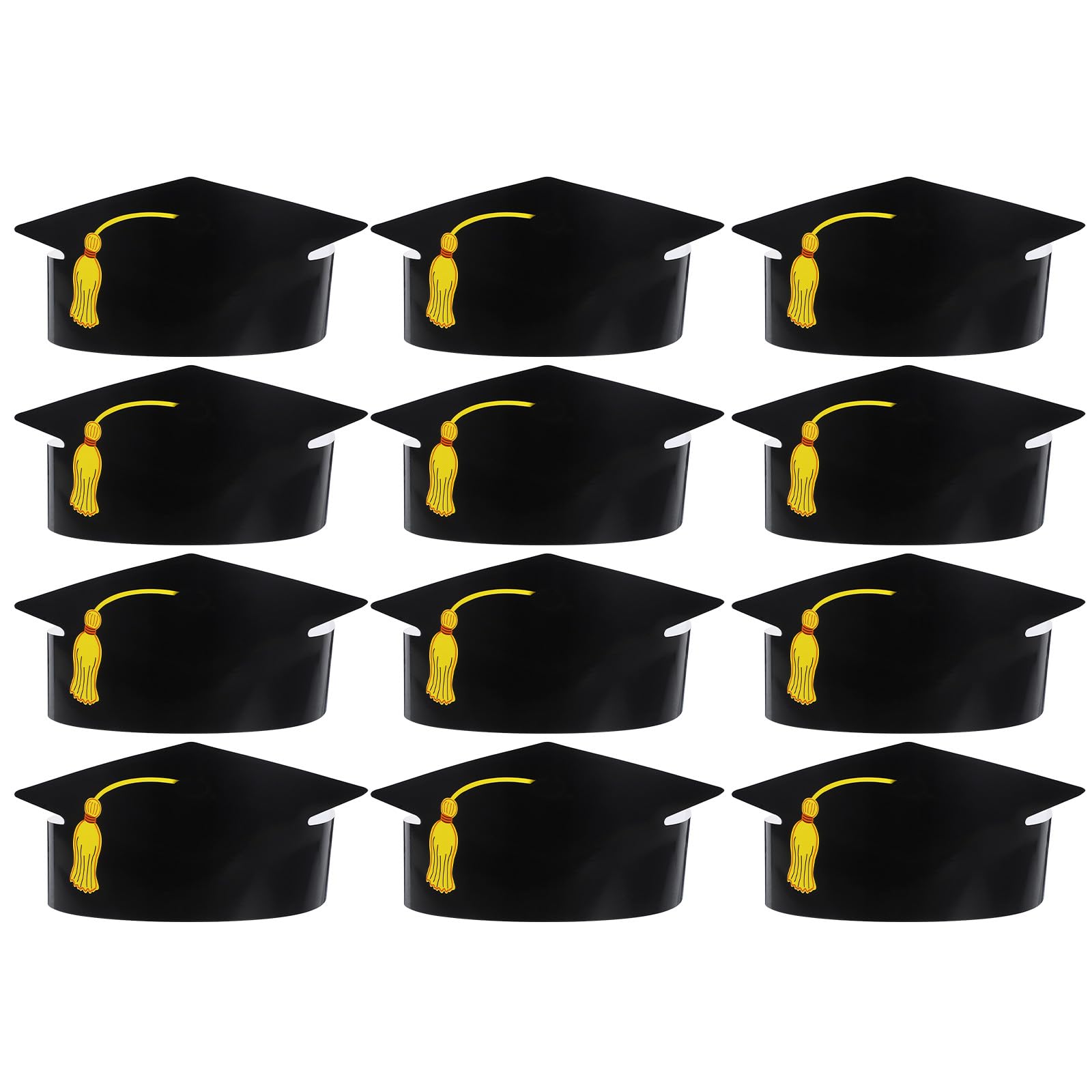 Cabilock 12pcs Paper Graduation Hats, Graduation Caps with Elastic Rope for Kids And Adults, Class of 2026 Party Decorations Celebrations Supplies Diy Craft, Black