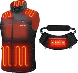 Venustas Men's Heated Vest + Venustas Heated Hand Warmer Pouch, up to 15-Hour Runtime