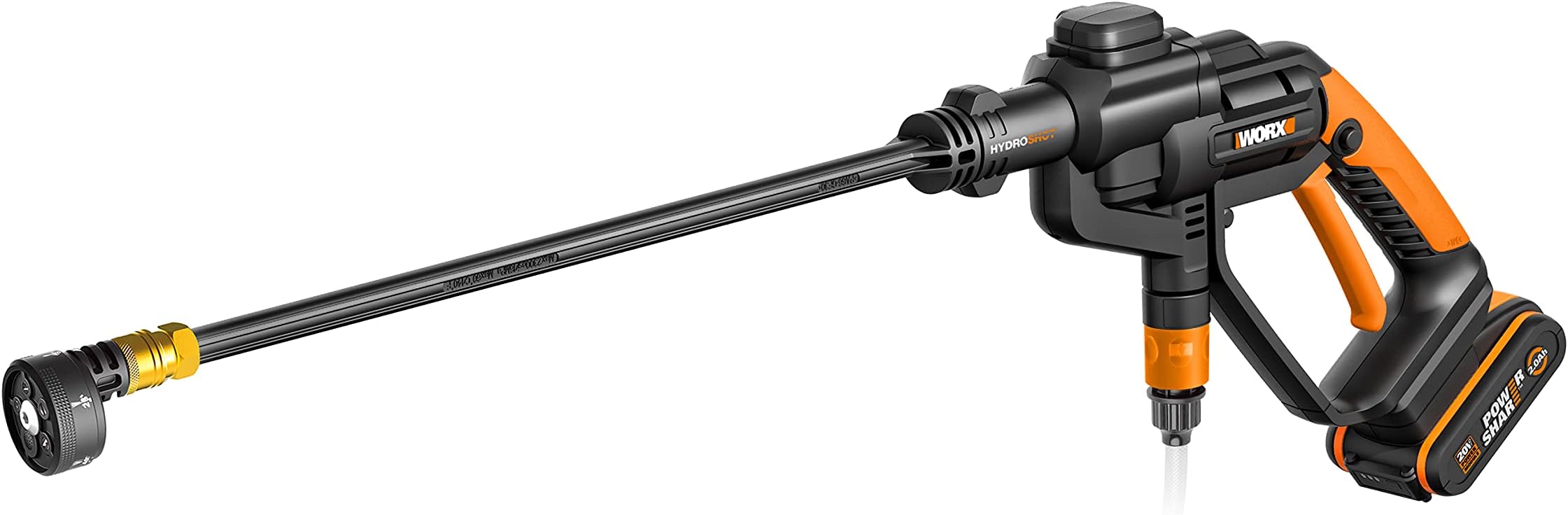 WORX Hydroshot WG620E Portable Power Washer - 20V-24 bar Cordless Pressure Cleaner with 5-in-1 Nozzle, Battery and Charger, Ideal for Car Washing, Patio Cleaning and More, Part of PowerShare Range