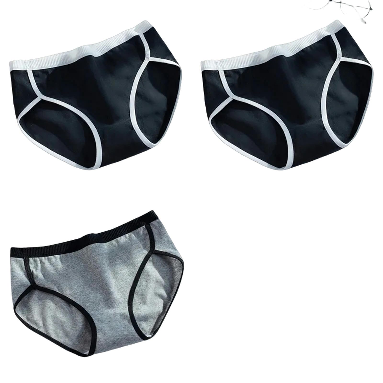 Mutande Donna Cotone 3pcs Mutandine di Cotone Brief da Donna Mutande Sexy Femminile Nere Indugia Bassa Vita Bianche da Donna Panty Lingerie Lingerie-Grigio Nero Nero-m