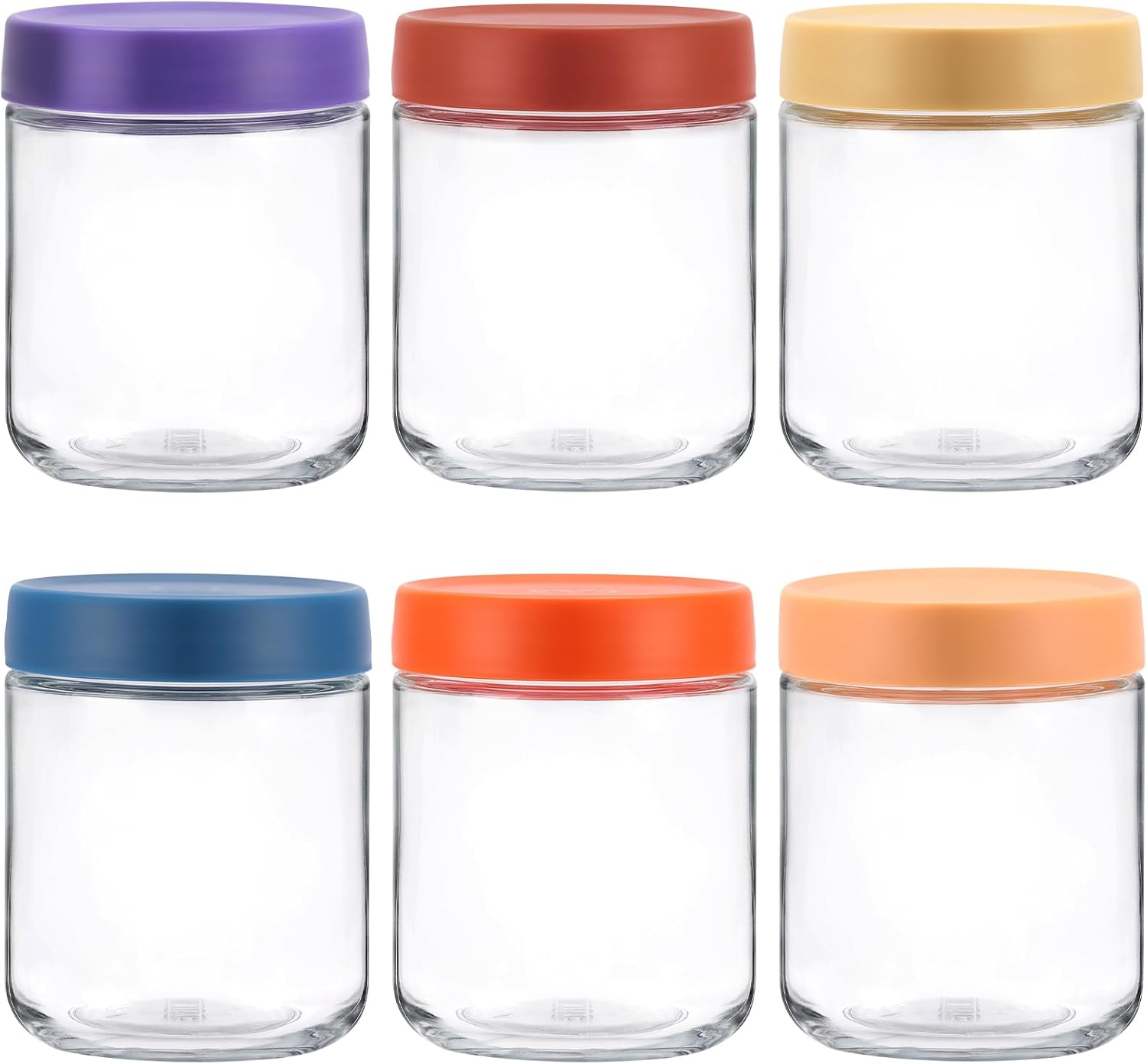 Tecbeauty 6 tarros de vidrio para avena durante la noche, tarros redondos herméticos resistentes a las fugas con tapa para almacenamiento al aire