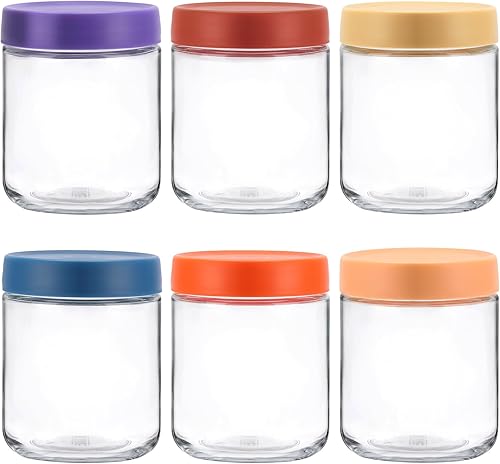 Tecbeauty 6 tarros de vidrio para avena durante la noche, tarros redondos herméticos resistentes a las fugas con tapa para almacenamiento al aire disponible en Yaxa Peru