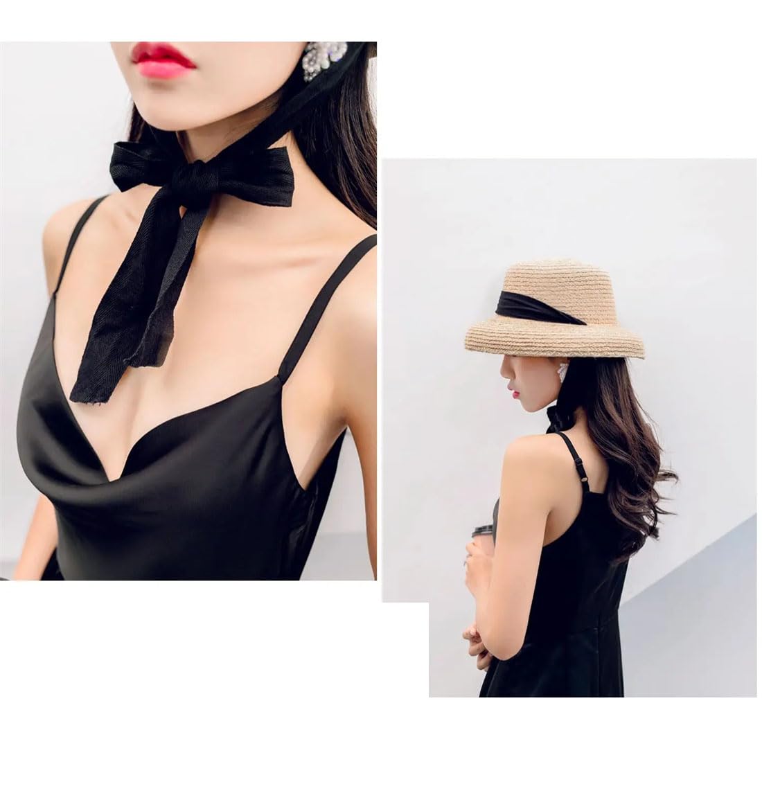 UIOKLMJH Fedoras Chapeau de paille à bord court pour femme