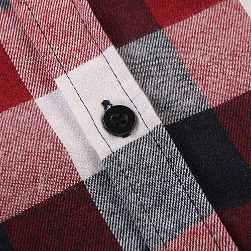 Image of OCHENTA Men's Plaid Shirt Long Sleeve Button Down Flannel Casual Tops P022 Black White 2XL