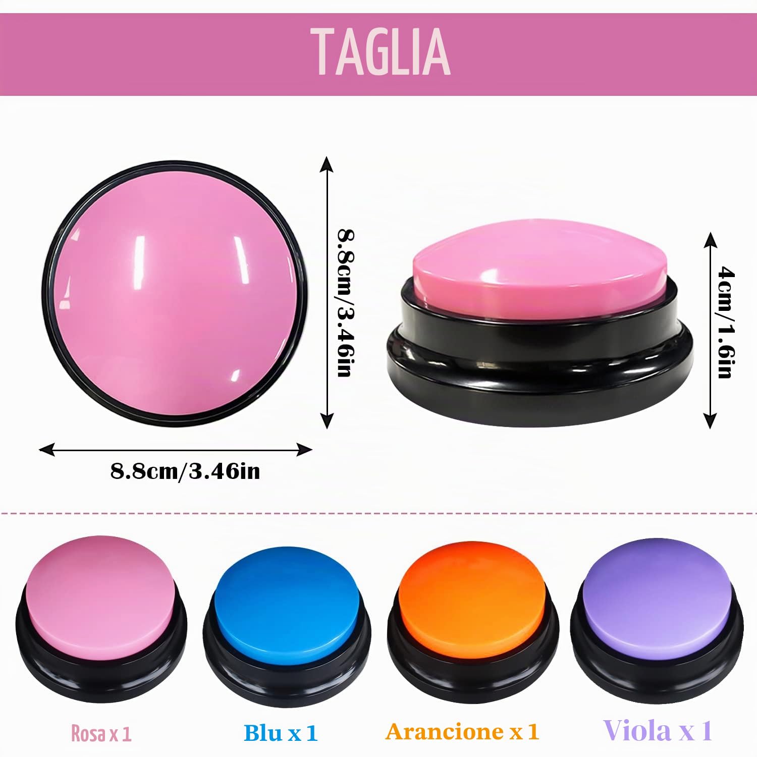 Pulsanti per Cani Parlare Buzzer Button Gioco Interattivo Cane Accessori Clicker per Cani Addestramento 4 Pezzi Recordable Training Answer Buzzers Pulsante Cane Parole Bottoni Parlanti per Cani