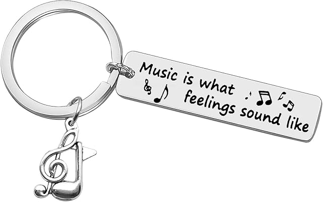 Music Keyring Music Lover Gift for Singer Keyring Music is What Feelings Sound Like Musically Keyring Music Teacher Gift Musician Valentine Valentines Birthday Graduation Gift for Music School Student