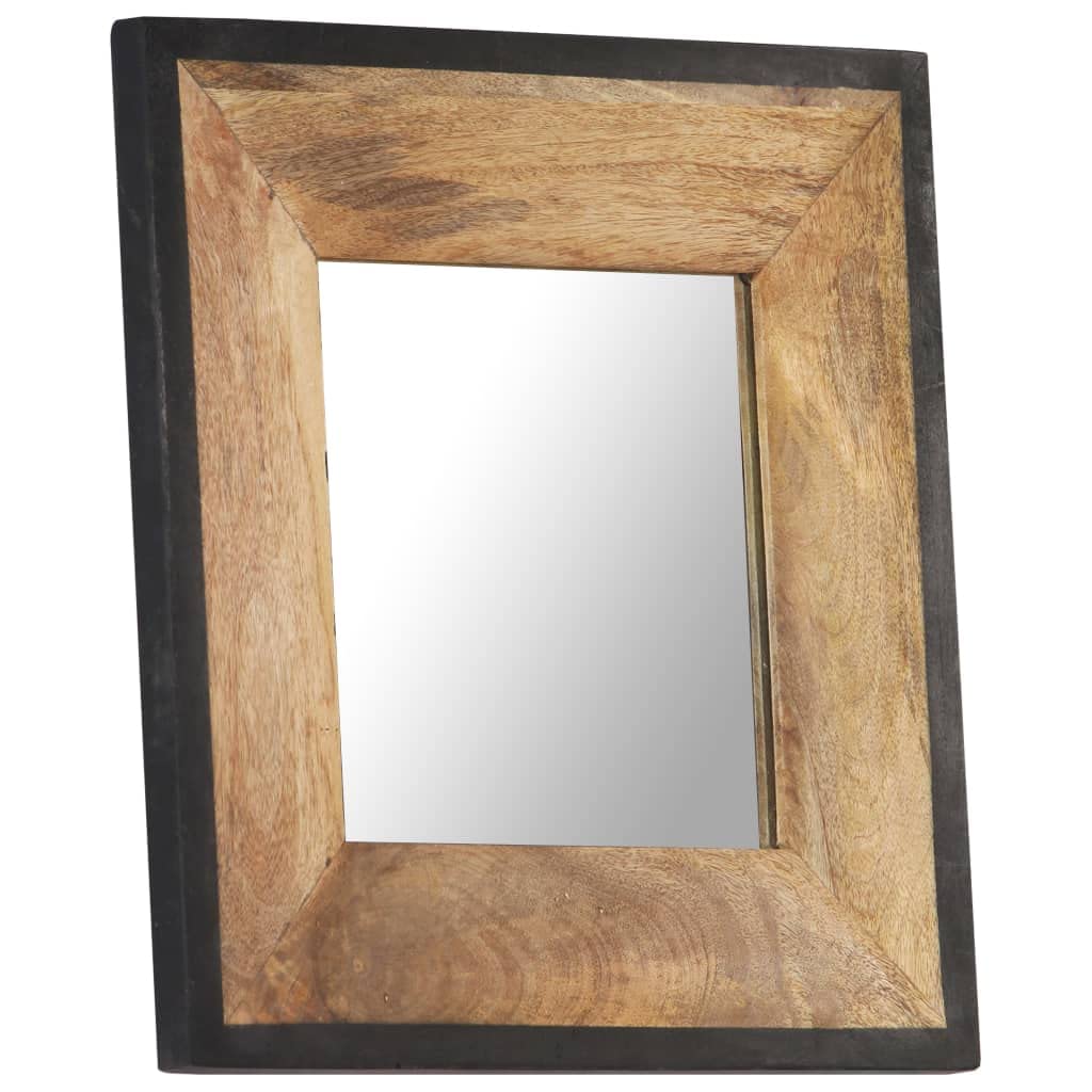 Spiegel 50 x 50 cm aus massivem Mangoholz mit natürlichem Finish, Wand oder Standspiegel für Flur Bad, Deko für Schlafzimmer, auch für Kosmetik und Rasur