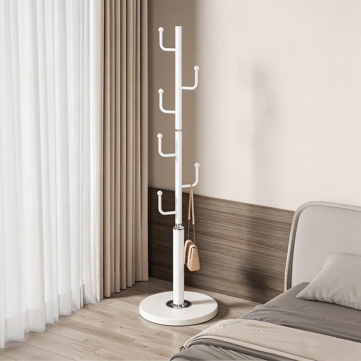 Appendiabiti da Terra Metallo Design Albero, appendi Abiti Ingresso casa con Base in Marmo Stabile e 6 Ganci per Ingresso, Camera da Letto, Ufficio, Soggiorno
