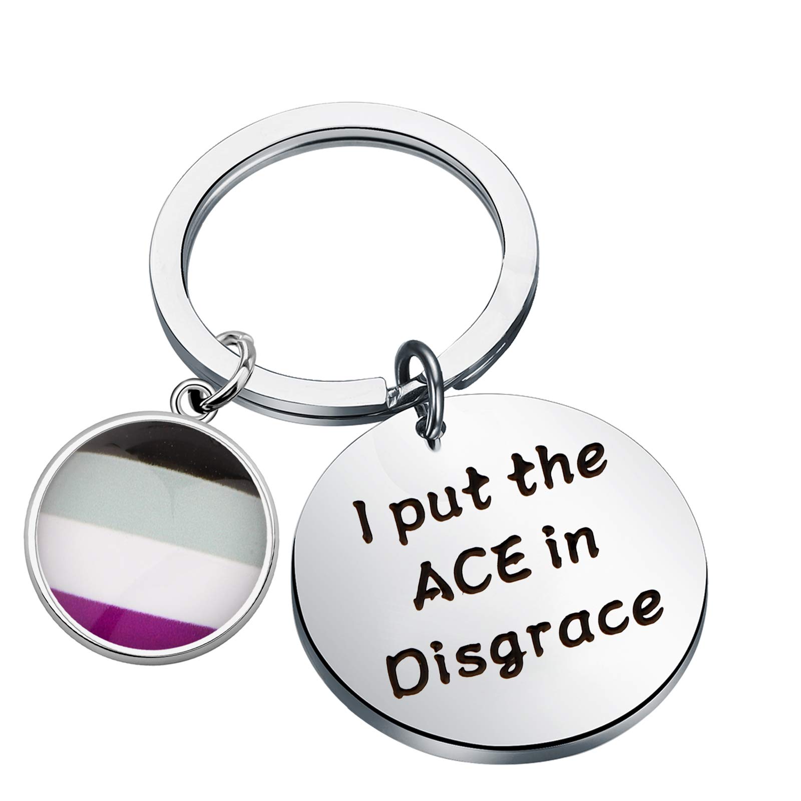 CENWA Asexual Pride Gift LGBTQ Gift Asexual Pride Flag Jewelry I Put The ACE in Disgrace Keychain