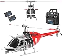 Helicóptero Bell 206 controle remoto avião drone RC helicóptero de asa fixa 6CH giroscópio de 6 eixos altitude pairando com localização de fluxo óptico 2 baterias para adultos iniciantes (vermelho)