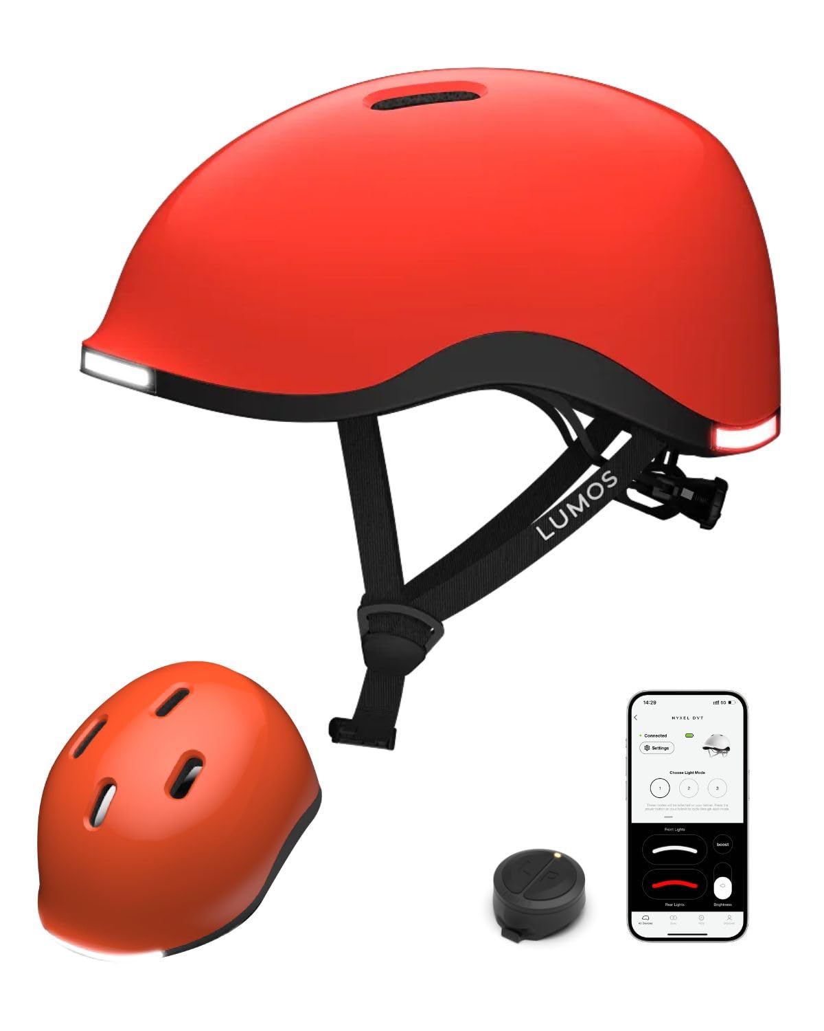 Lumos Nyxel Smart Bike Helmet, Customizable Front and Back LED Lights with Turn Signals, 360° Visibility App Controlled Comfortable & Lightweight Skateboard Urban Helmet for Adults, Men Women