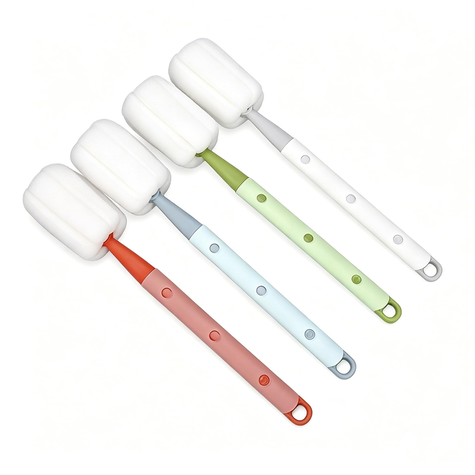 4pcs Retracted Washing Up Sponge with Handle, Detachable Wine Glass Cleaner, Sponge with Handle for Cups, Mugs, Kettles, Wine Glasses and Baby Bottles