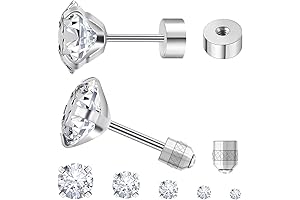 5 Pairs Non Tarnish Earrings Studs In 3mm-7mm